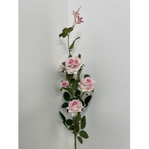 Ветка Роза искусственная Кустовая бархатная Офелия розовая. 110121