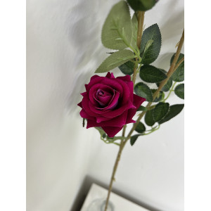 Ветка Роза искусственная Кустовая бархатная Офелия Малиновая. 110123