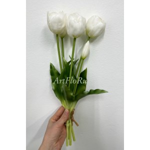 Букет Тюльпаны пионовидные Белые. Тюльпаны искусственные силиконовые. 110005-2