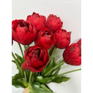 Букет Тюльпаны пионовидные Красные. Тюльпаны искусственные силиконовые. 110005-4