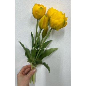 Букет Тюльпаны пионовидные Желтые. Тюльпаны искусственные силиконовые. 110005-5