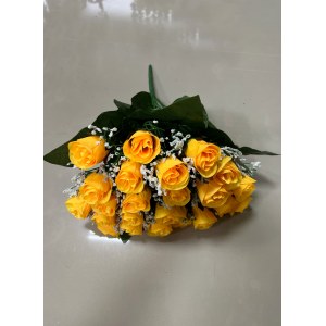 Букет Роза искусственная Великолепие с кашкой и крупным листом. 500093