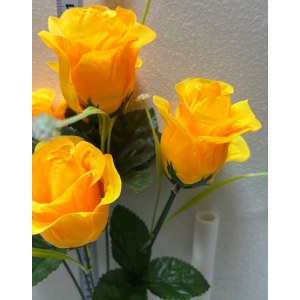 Букет Роза искусственная бутон с цветущей осокой 7 веток. 500098